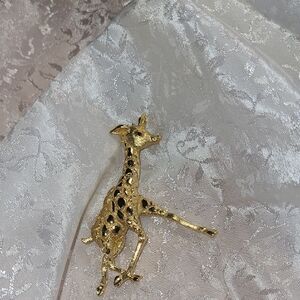 Gold Toned Giraffe Brooch By Monet